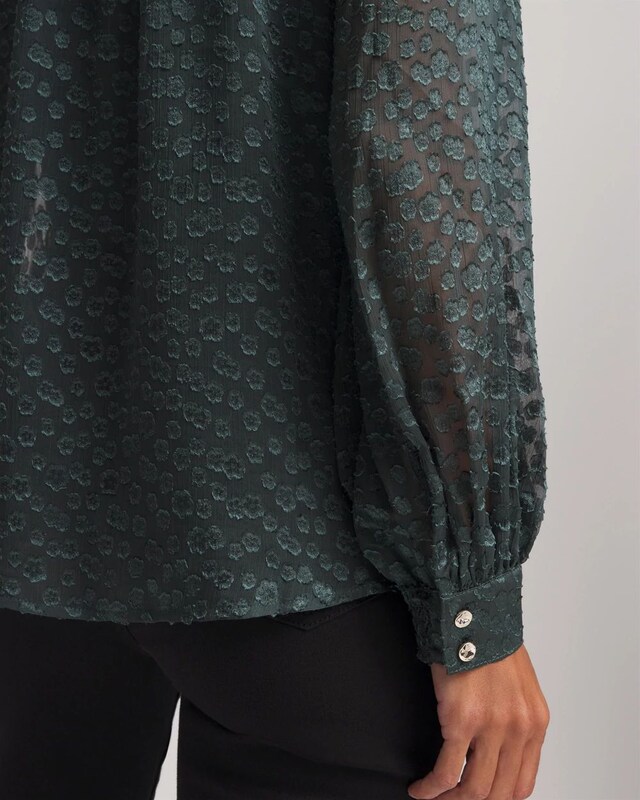 Clip-Dot Billow-Sleeve Blouse - image 4